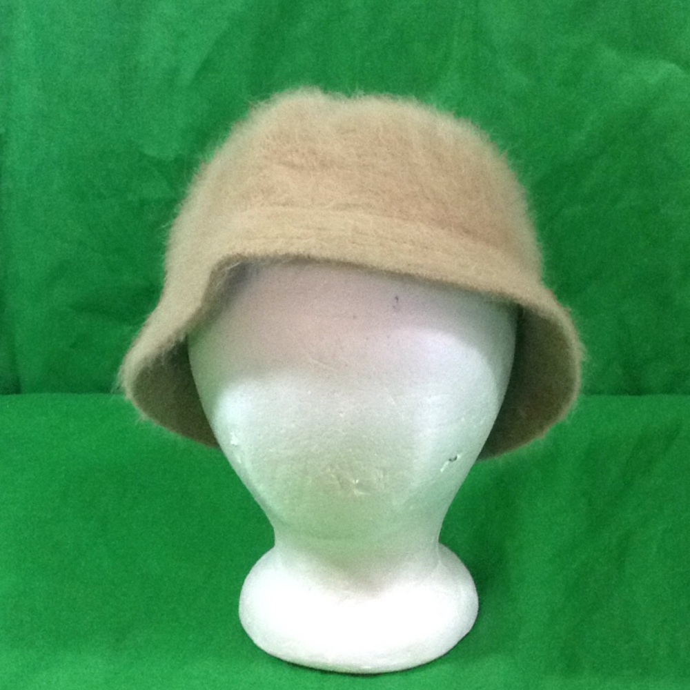 David & Young Angora Nylon Fuzzy Brown Tan Hat